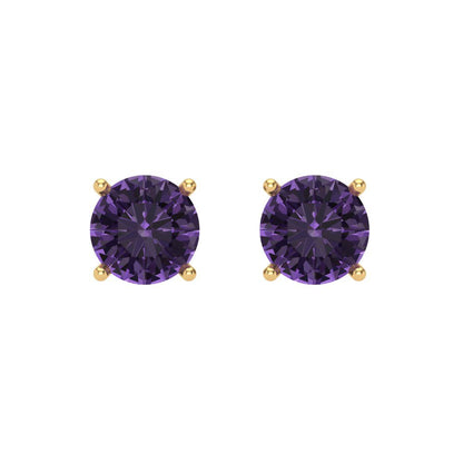 1 ctw Alexandrite Studs Earrings | 5.0mm Round Cut White Gold Screw back | June Birthstone