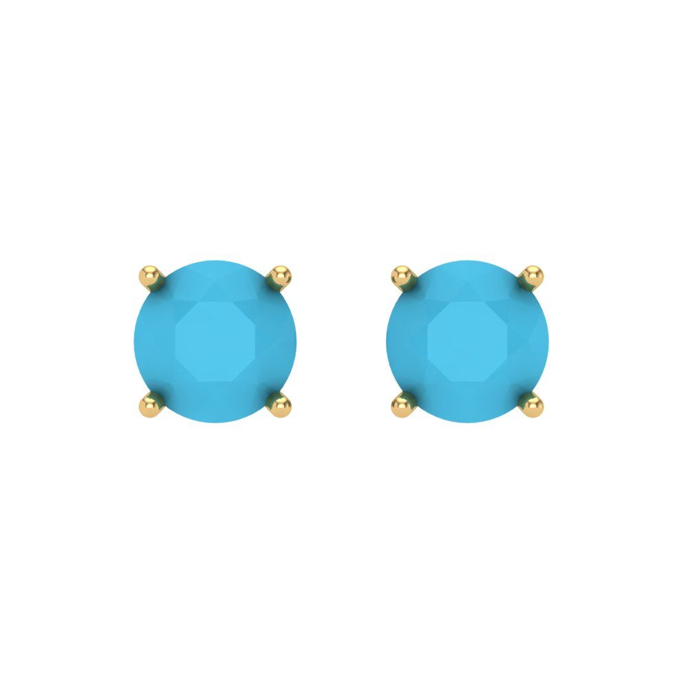 1 ctw Turquoise Studs Earrings | 5.0mm Round Cut White Gold Screw back | December Birthstone