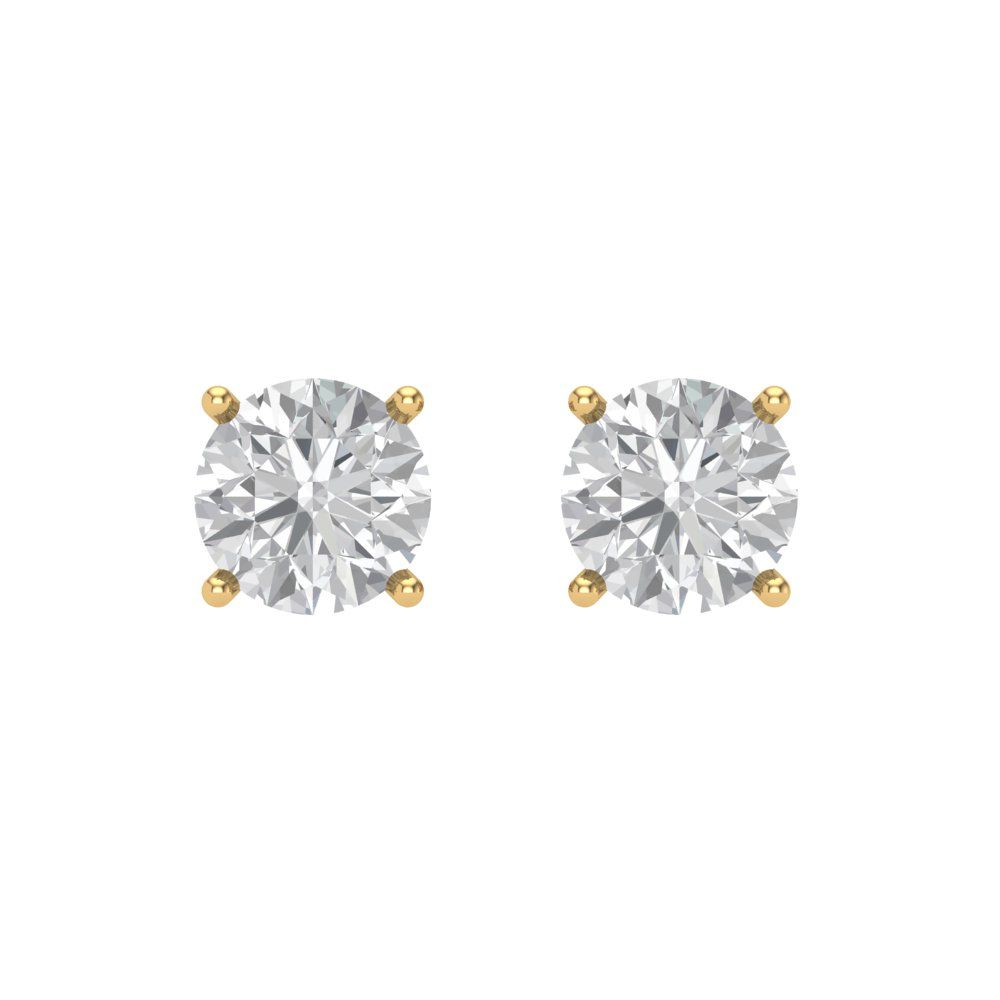 1 ctw Moissanite Studs Earrings | 5.0mm Round Cut White Gold Screw back | April Birthstone