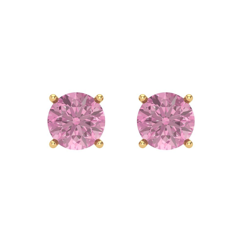 1 ctw Pink Zirconia Studs Earrings | 5.0mm Round Cut White Gold Screw back | April Birthstone
