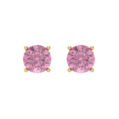 1 ctw Pink Zirconia Studs Earrings | 5.0mm Round Cut White Gold Screw back | April Birthstone