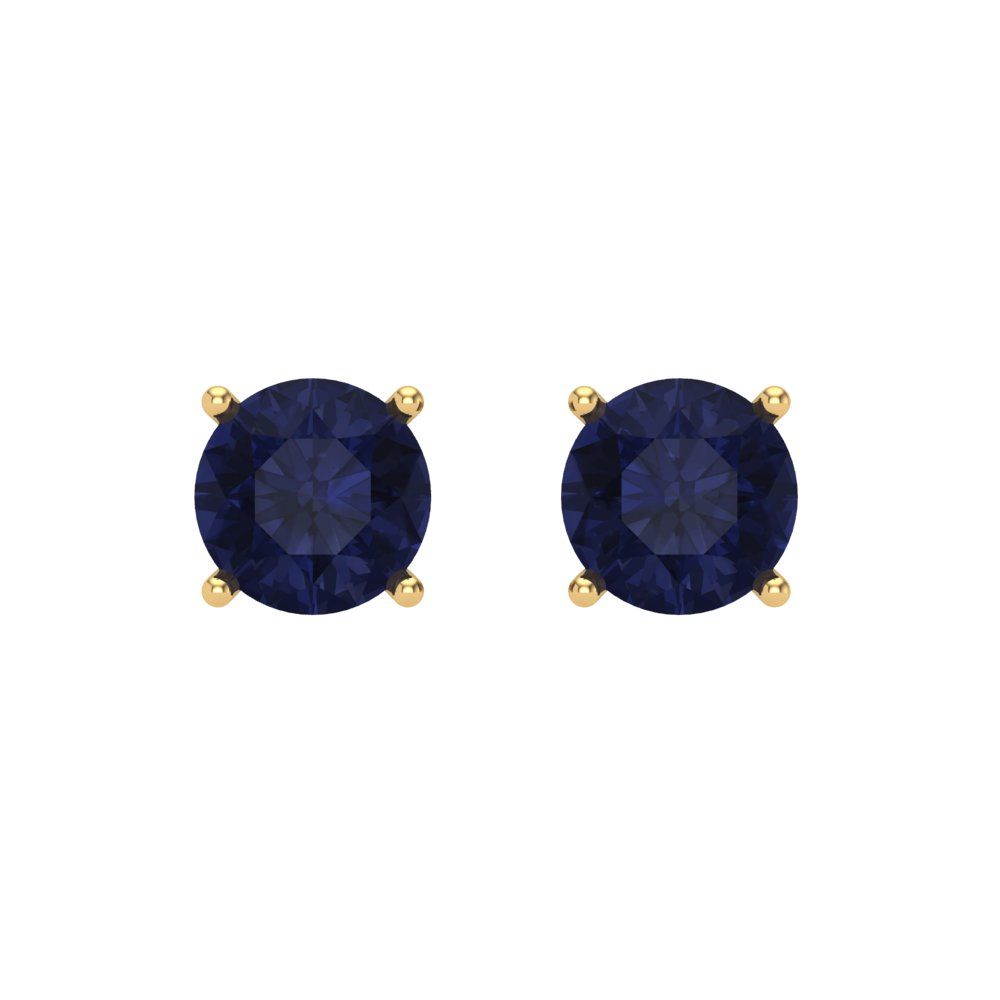1 ctw Blue Sapphire Studs Earrings | 5.0mm Round Cut White Gold Screw back | September Birthstone