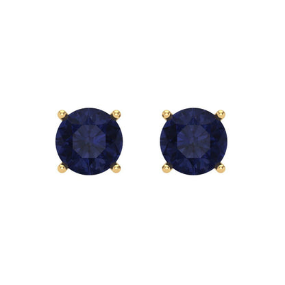 1 ctw Blue Sapphire Studs Earrings | 5.0mm Round Cut White Gold Screw back | September Birthstone