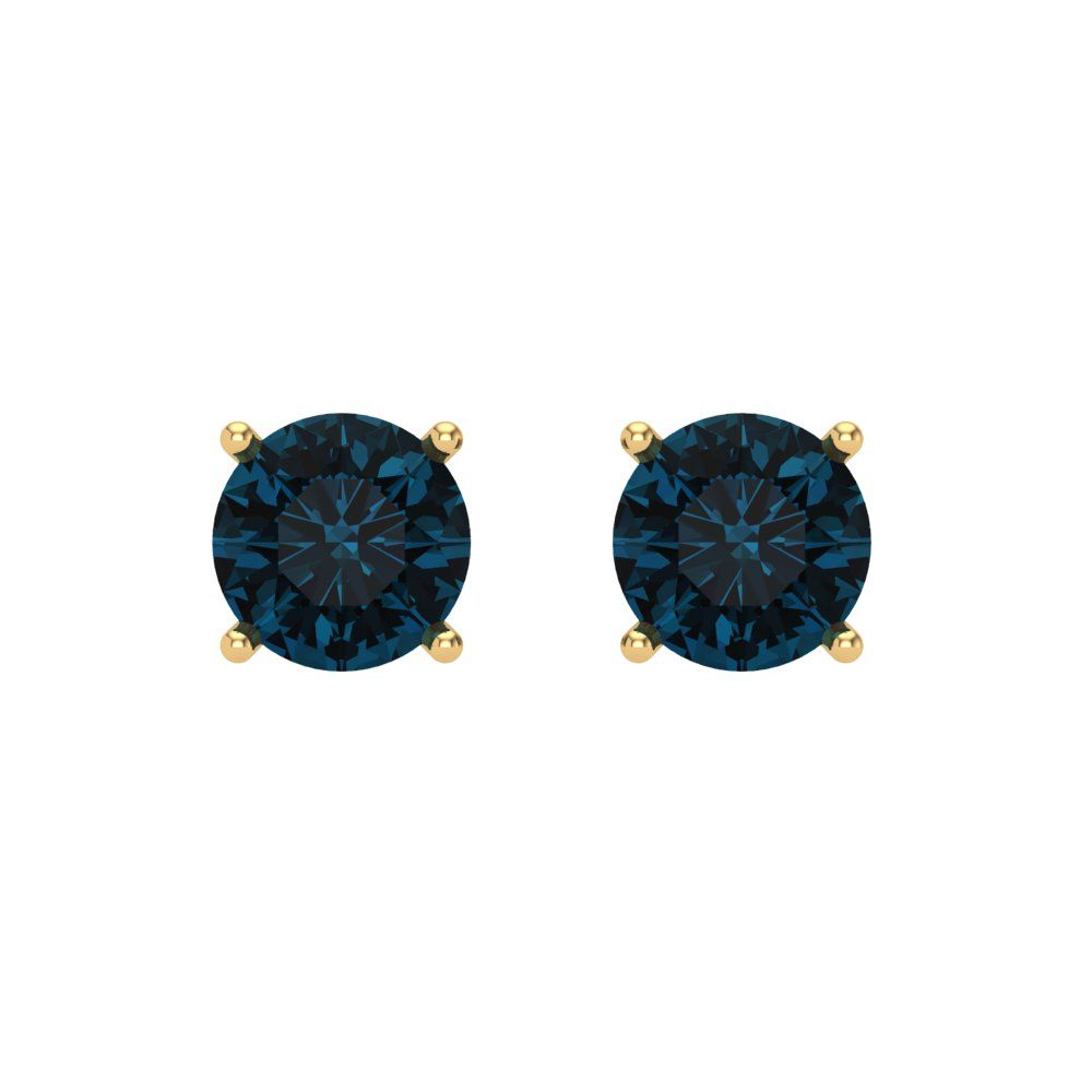 1 ctw London Blue Topaz Studs Earrings | 5.0mm Round Cut White Gold Screw back | December Birthstone