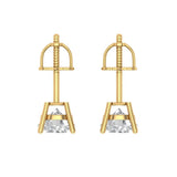 1 ct Brilliant Round Cut Solitaire Studs Moissanite Stone Yellow Gold Earrings Screw back