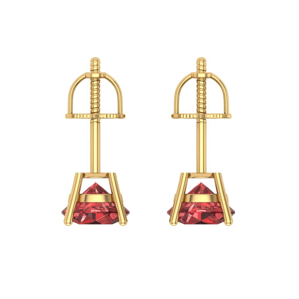 1 ctw Garnet Studs Earrings | 5.0mm Round Cut White Gold Screw back | January Birthstone
