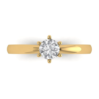 0.5 cttw Zirconia Simulated Diamond Solitaire  Engagement Ring - Solid Gold (VVS1, Round Cut,5.0mm)