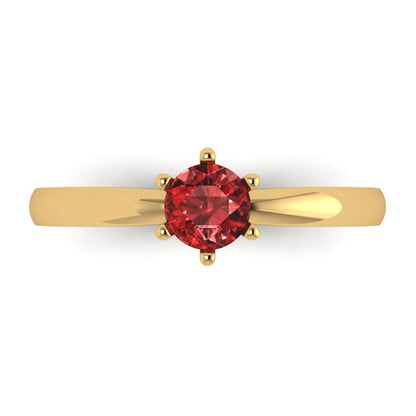 0.5 cttw Natural Garnet Solitaire  Engagement Ring - Solid Gold (Round Cut,5.0mm)