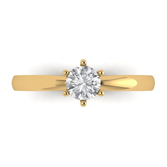 0.5 cttw Moissanite Solitaire  Engagement Ring - Solid Yellow Gold (VVS1, Round Cut,5.0mm)
