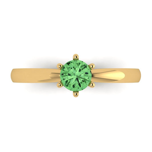 0.5 cttw Zirconia Simulated Green Diamond Solitaire  Engagement Ring - Solid Yellow Gold (VVS1, Round Cut,5.0mm)