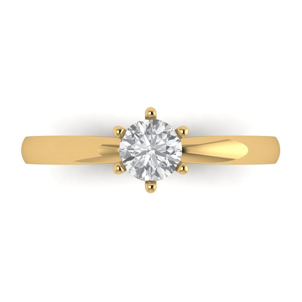 0.5 ct Brilliant Round Cut Genuine Cultured Diamond Stone Clarity VS1-2 Color J-K Yellow Gold Solitaire Ring