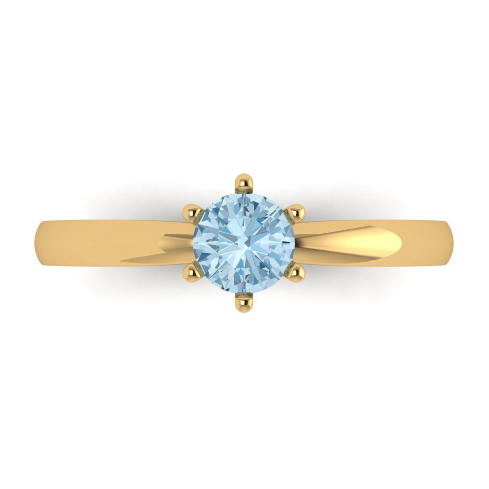 0.5 cttw Zirconia Simulated Blue Diamond Solitaire  Engagement Ring - Solid Gold (VVS1, Round Cut,5.0mm)