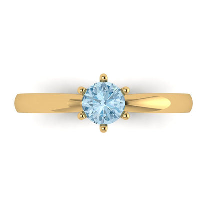 0.5 cttw Zirconia Simulated Blue Diamond Solitaire  Engagement Ring - Solid Gold (VVS1, Round Cut,5.0mm)