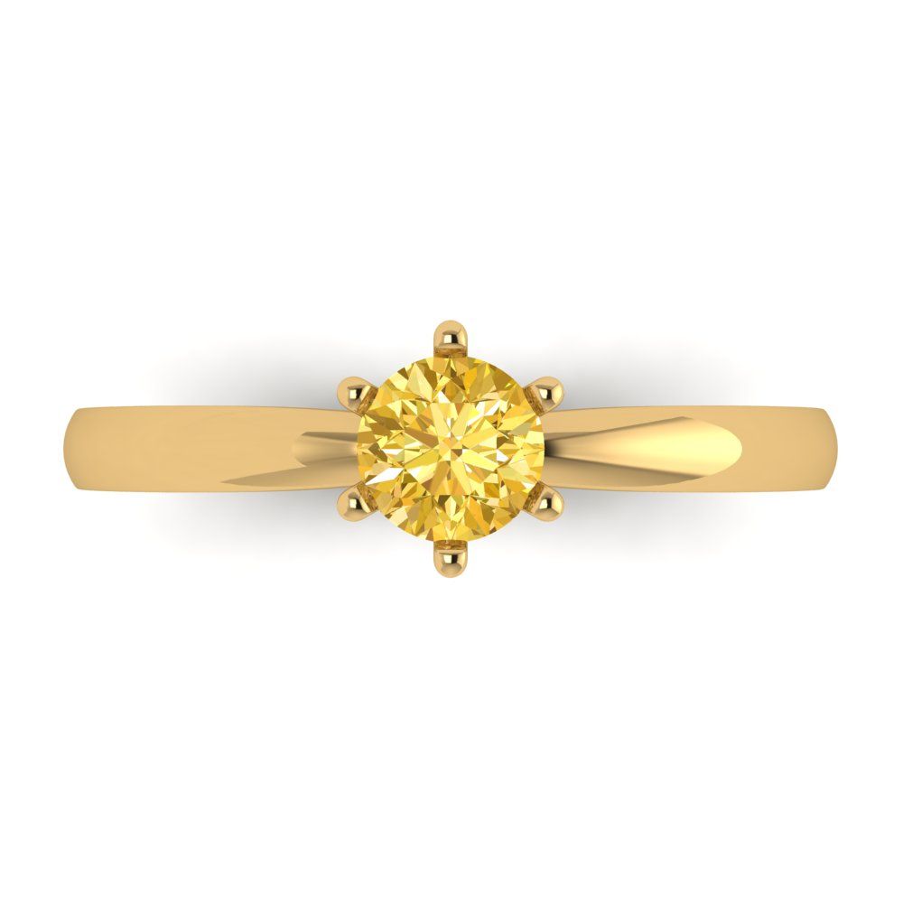 0.5 cttw Zirconia Simulated Yellow Diamond Solitaire  Engagement Ring - Solid Gold (VVS1, Round Cut,5.0mm)