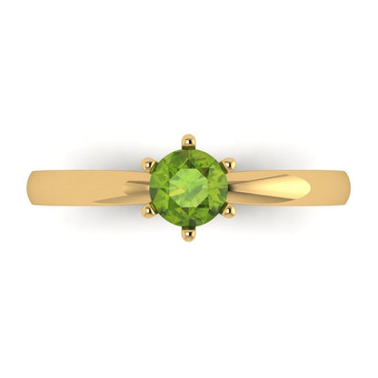 0.5 cttw Natural Peridot Solitaire  Engagement Ring - Solid Gold (Round Cut,5.0mm)