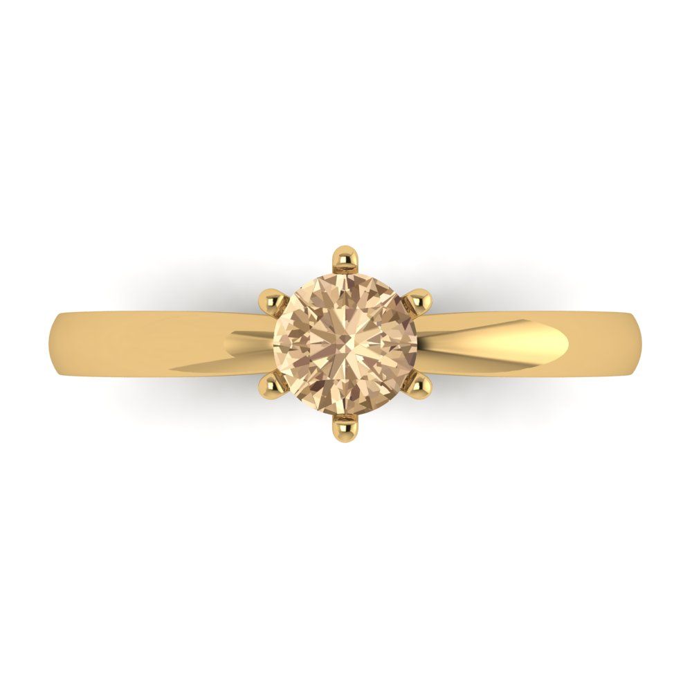 0.5 cttw Yellow Moissanite Solitaire  Engagement Ring - Solid Gold (Round Cut,5.0mm)