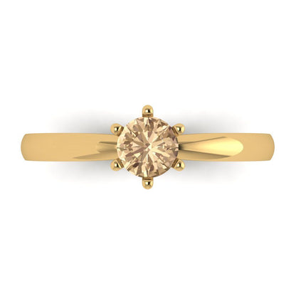 0.5 cttw Yellow Moissanite Solitaire  Engagement Ring - Solid Gold (Round Cut,5.0mm)