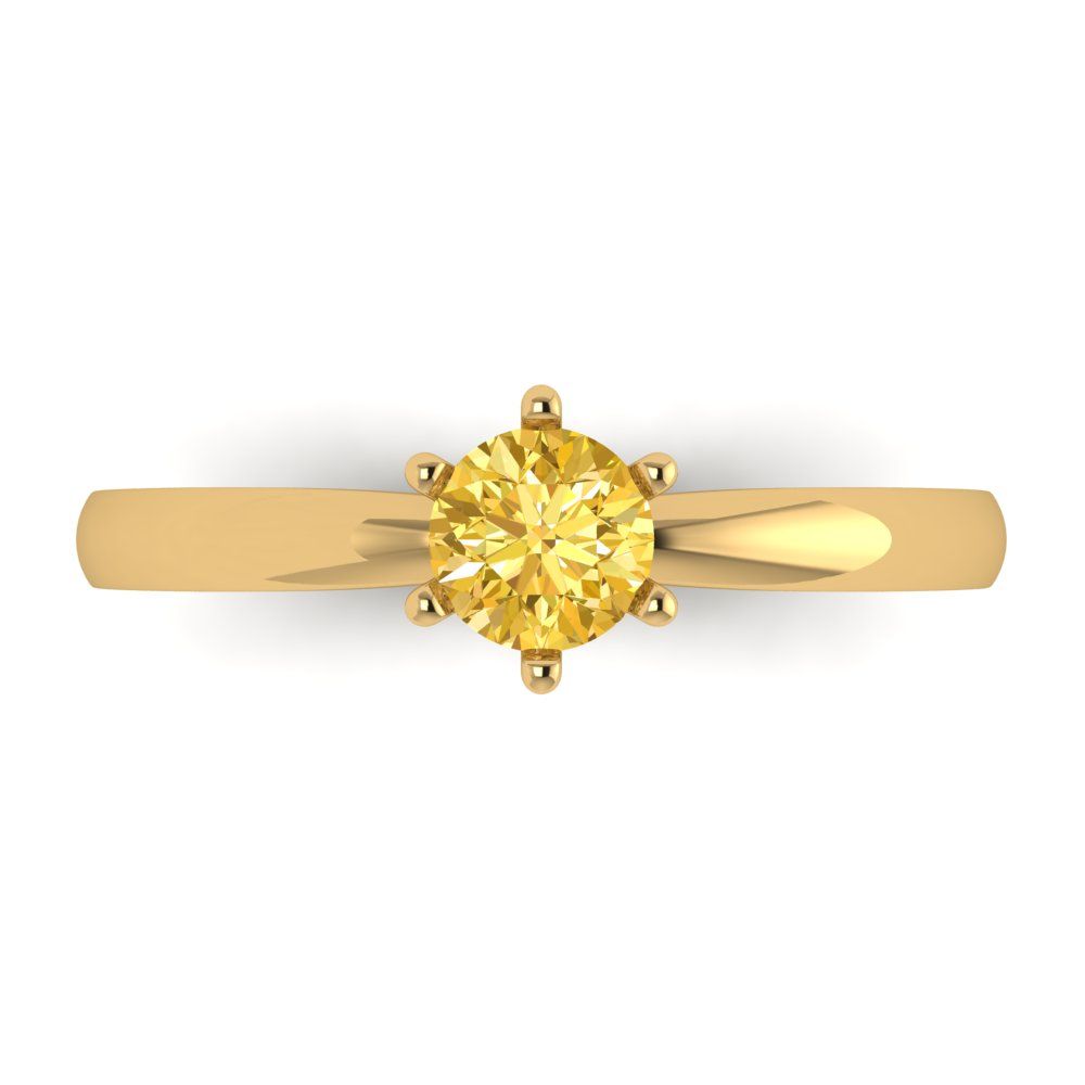 0.5 cttw Natural Citrine Solitaire  Engagement Ring - Solid Gold (Round Cut,5.0mm)