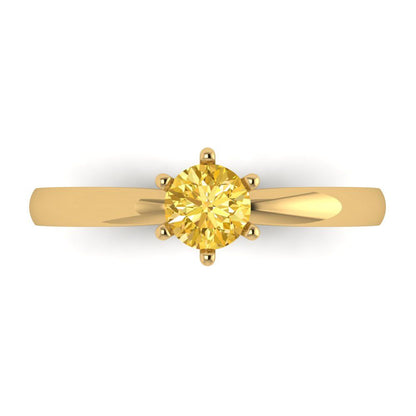 0.5 cttw Natural Citrine Solitaire  Engagement Ring - Solid Gold (Round Cut,5.0mm)