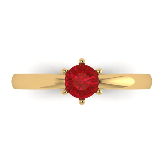 0.5 cttw Simulated Pink Tourmaline Solitaire  Engagement Ring - Solid Yellow Gold (VVS1, Round Cut,5.0mm)