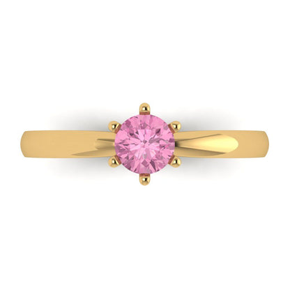 0.5 cttw Zirconia Simulated Pink Diamond Solitaire  Engagement Ring - Solid Gold (VVS1, Round Cut,5.0mm)