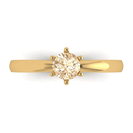 0.5 cttw Natural Morganite Solitaire  Engagement Ring - Solid Yellow Gold (VVS1, Round Cut,5.0mm)