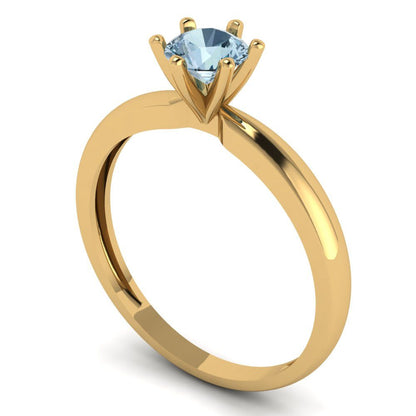 0.5 cttw Natural Swiss Blue Topaz Solitaire  Engagement Ring - Solid Gold (Round Cut,5.0mm)