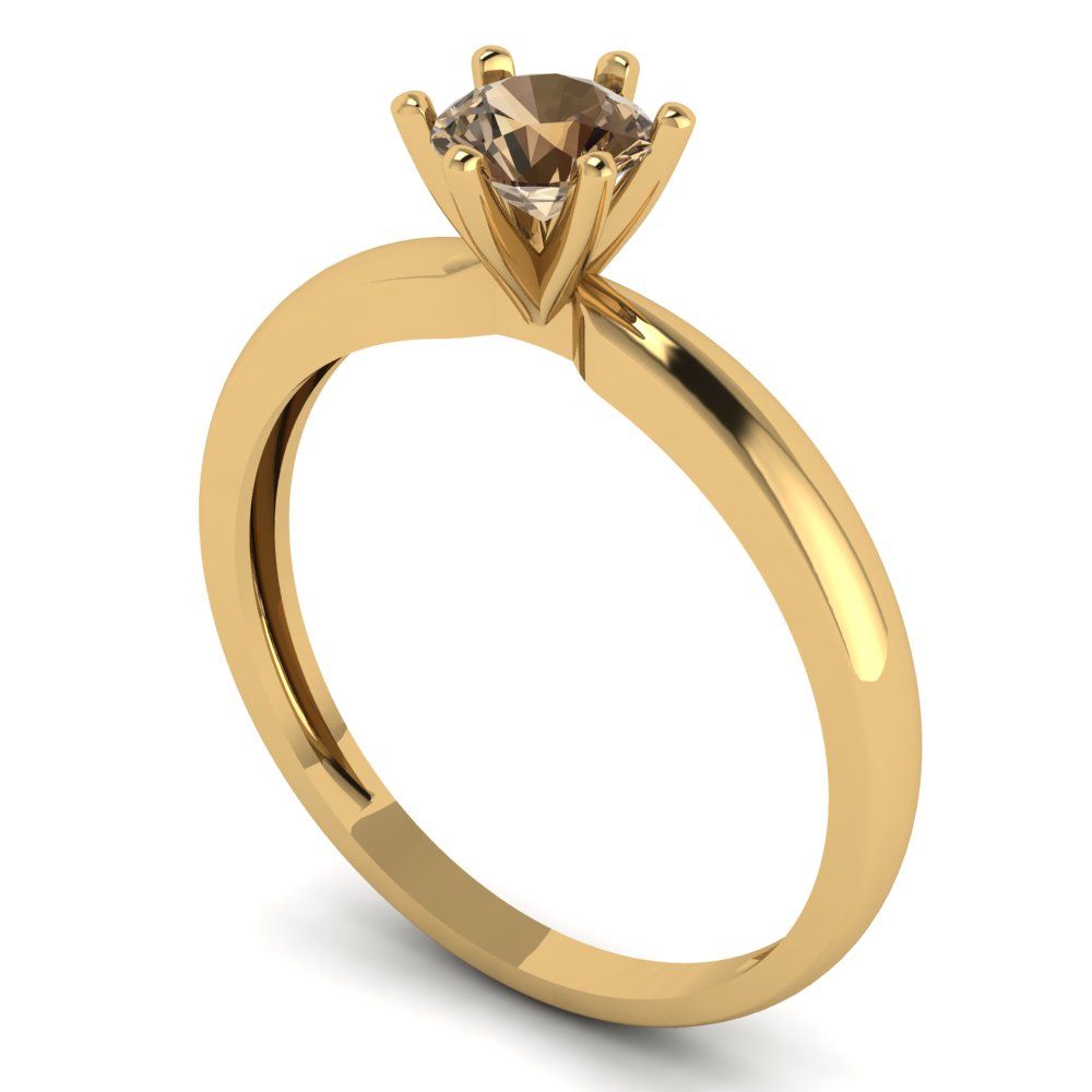 0.5 cttw Zirconia Simulated Champagne Diamond Solitaire  Engagement Ring - Solid Gold (VVS1, Round Cut,5.0mm)