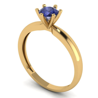 0.5 cttw Simulated Tanzanite Solitaire  Engagement Ring - Solid Gold (Round Cut,5.0mm)