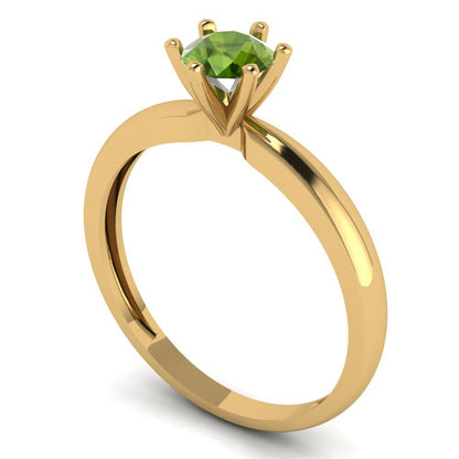 0.5 cttw Natural Peridot Solitaire  Engagement Ring - Solid Gold (Round Cut,5.0mm)
