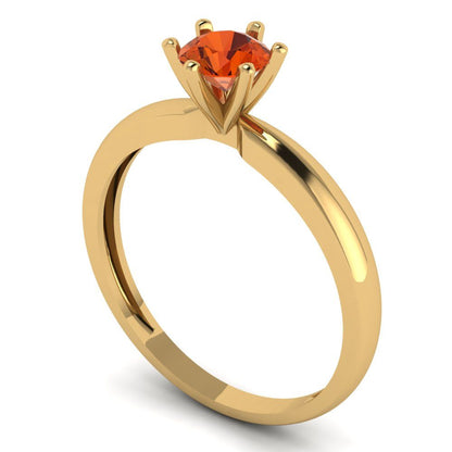 0.5 cttw Zirconia Simulated Red Diamond Solitaire  Engagement Ring - Solid Gold (VVS1, Round Cut,5.0mm)