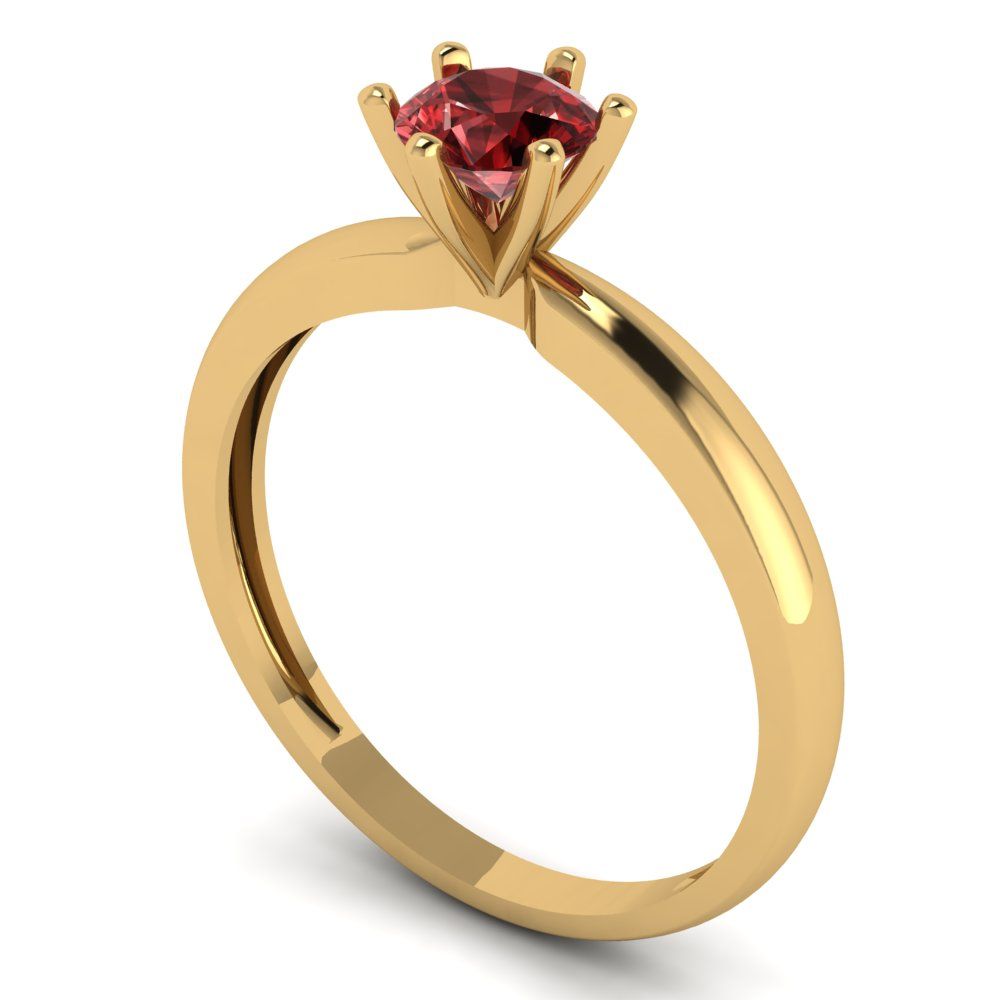 0.5 cttw Natural Garnet Solitaire  Engagement Ring - Solid Gold (Round Cut,5.0mm)