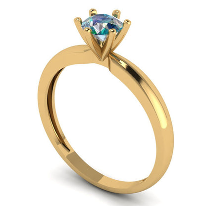 0.5 cttw Blue Moissanite Solitaire  Engagement Ring - Solid Gold (Round Cut,5.0mm)