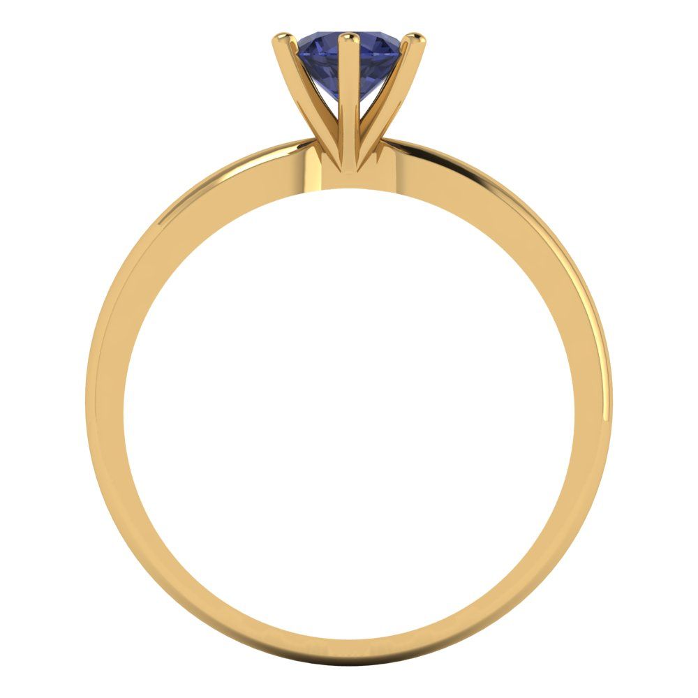 0.5 cttw Simulated Blue Sapphire Solitaire  Engagement Ring - Solid Gold (Round Cut,5.0mm)
