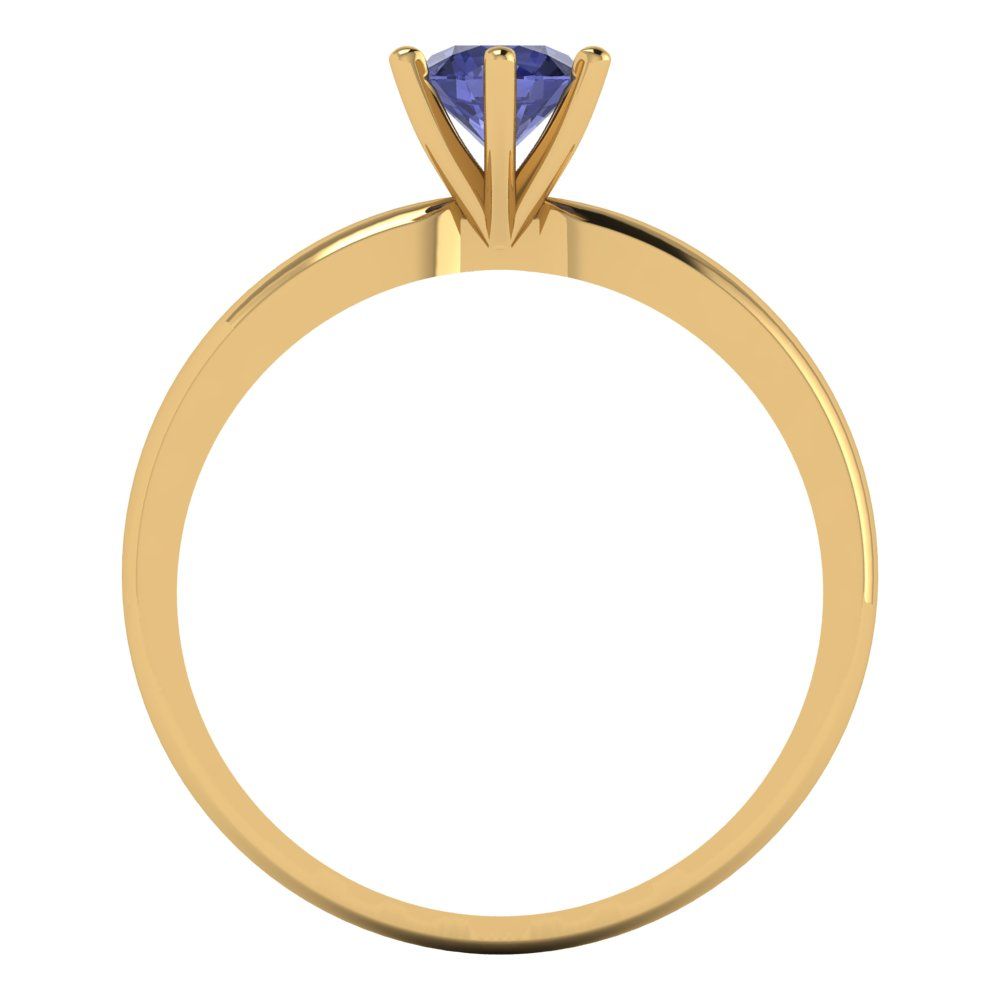 0.5 cttw Simulated Tanzanite Solitaire  Engagement Ring - Solid Gold (Round Cut,5.0mm)
