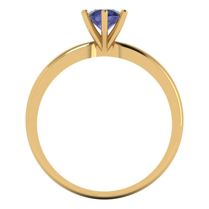 0.5 cttw Simulated Tanzanite Solitaire  Engagement Ring - Solid Gold (Round Cut,5.0mm)