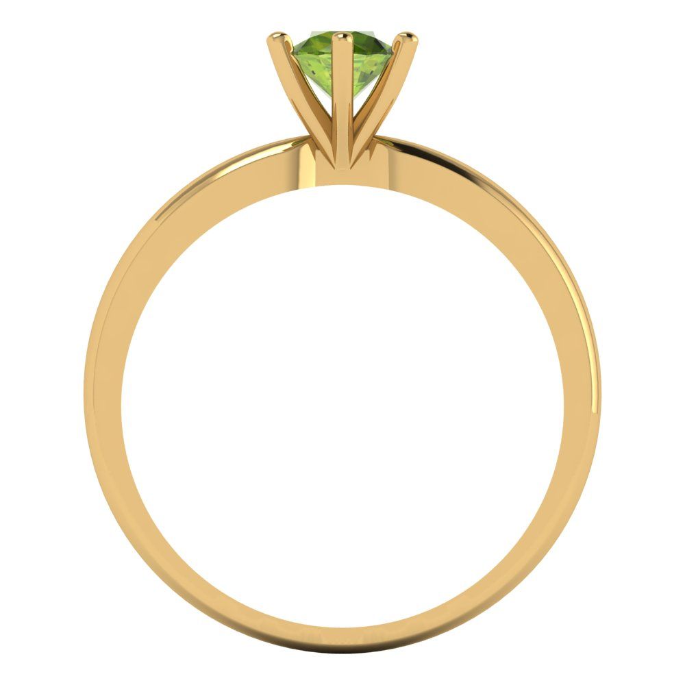 0.5 cttw Natural Peridot Solitaire  Engagement Ring - Solid Gold (Round Cut,5.0mm)