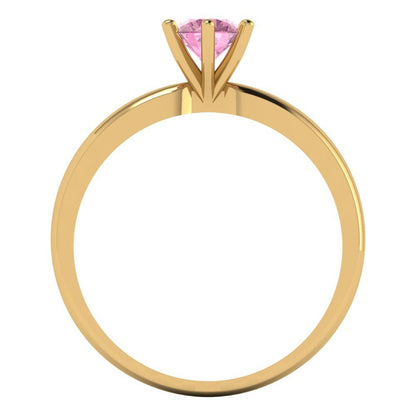 0.5 cttw Zirconia Simulated Pink Diamond Solitaire  Engagement Ring - Solid Gold (VVS1, Round Cut,5.0mm)