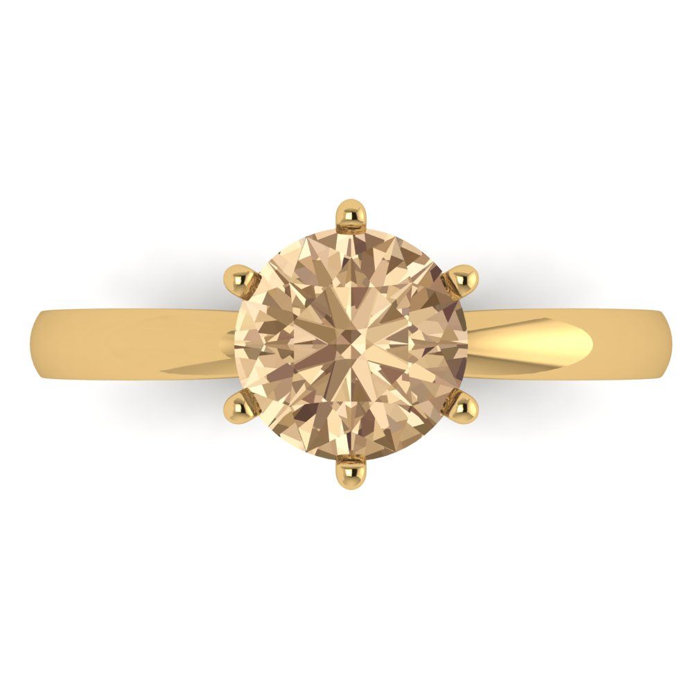 1.5 cttw Yellow Moissanite Solitaire  Engagement Ring - Solid Gold (Round Cut,7.5mm)