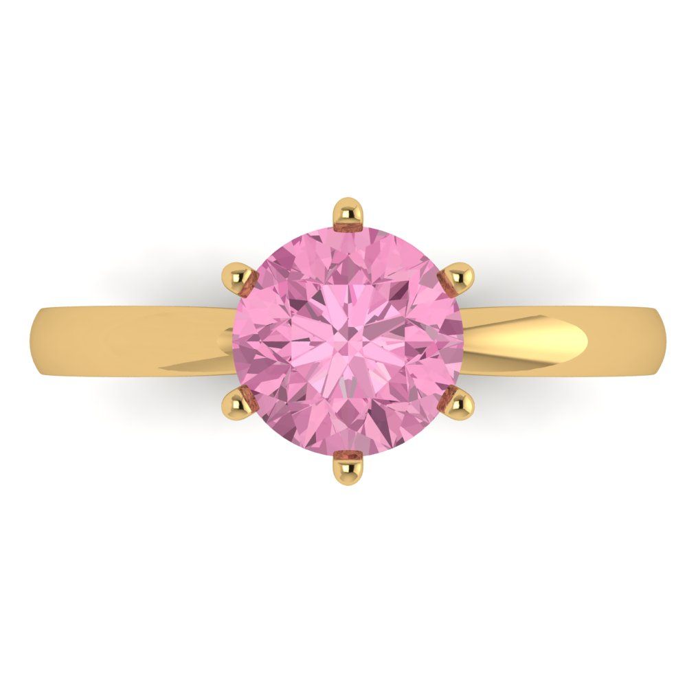1.5 cttw Zirconia Simulated Pink Diamond Solitaire  Engagement Ring - Solid Gold (VVS1, Round Cut,7.5mm)