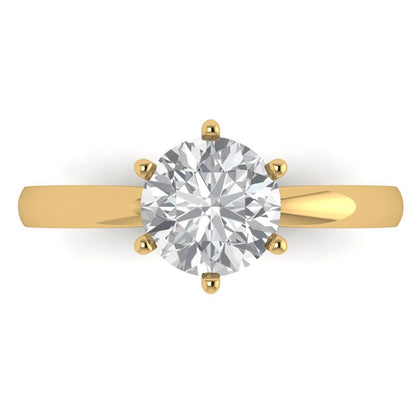 1.5 cttw White Sapphire Solitaire  Engagement Ring - Solid Gold (Round Cut,7.5mm)
