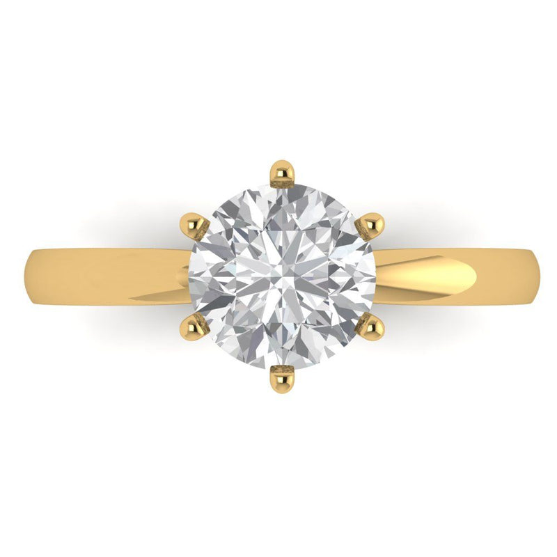 1.5 ct Brilliant Round Cut Clear Simulated Diamond Stone Yellow Gold Solitaire Ring