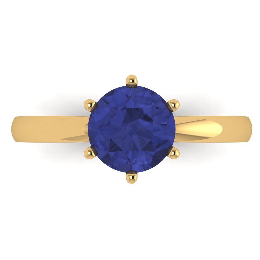 1.5 cttw Simulated Tanzanite Solitaire  Engagement Ring - Solid Gold (Round Cut,7.5mm)