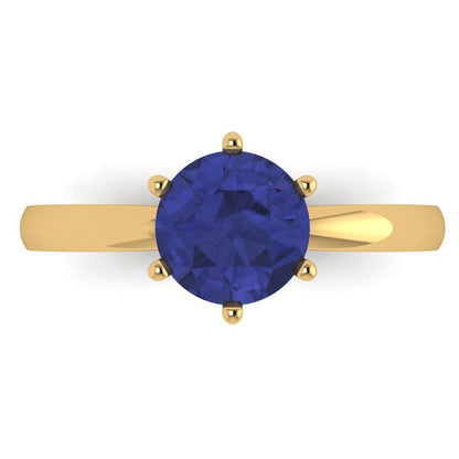 1.5 cttw Simulated Tanzanite Solitaire  Engagement Ring - Solid Gold (Round Cut,7.5mm)