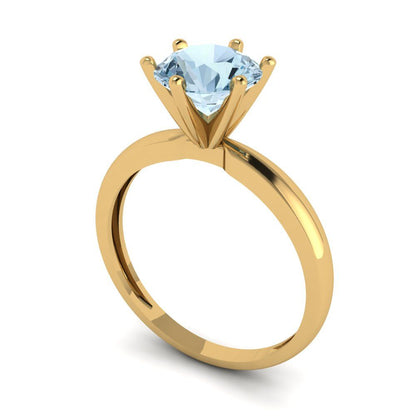 1.5 cttw Natural Swiss Blue Topaz Solitaire  Engagement Ring - Solid Gold (Round Cut,7.5mm)
