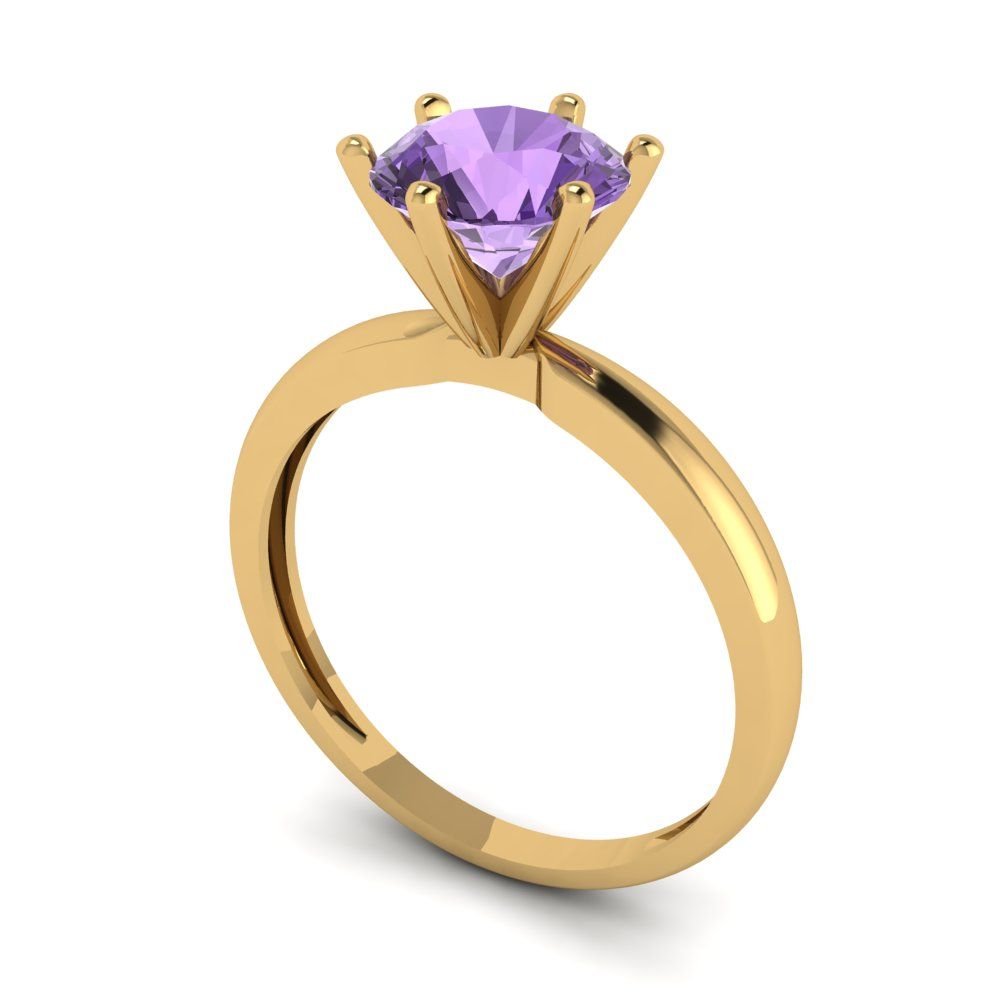 1.5 cttw Simulated Alexandrite Solitaire  Engagement Ring - Solid Gold (Round Cut,7.5mm)
