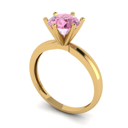 1.5 cttw Zirconia Simulated Pink Diamond Solitaire  Engagement Ring - Solid Gold (VVS1, Round Cut,7.5mm)