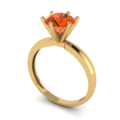 1.5 cttw Zirconia Simulated Red Diamond Solitaire  Engagement Ring - Solid Gold (VVS1, Round Cut,7.5mm)