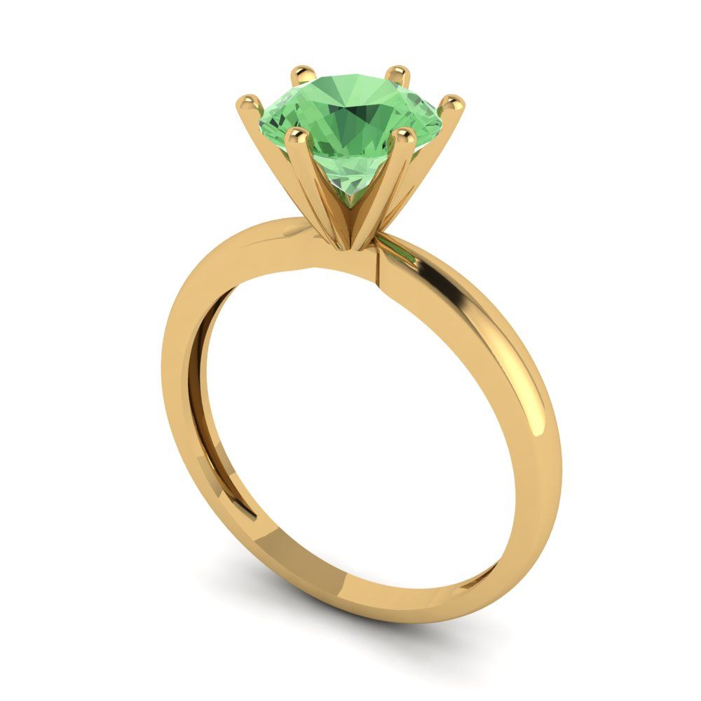 1.5 cttw Zirconia Simulated Green Diamond Solitaire  Engagement Ring - Solid Gold (VVS1, Round Cut,7.5mm)
