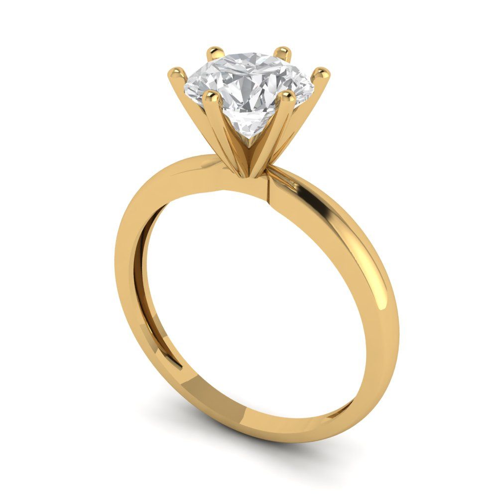 1.5 cttw White Sapphire Solitaire  Engagement Ring - Solid Gold (Round Cut,7.5mm)